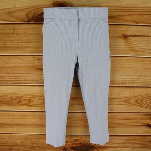 Attyre Capri Pants Stretch Womens 4P Light Blue White Stripes Mid Rise Pockets